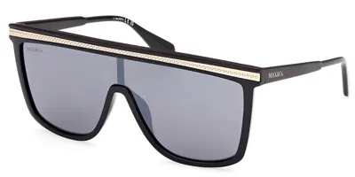 Max & Co Mo0099 01c Women's Sunglasses Black Size 99 In Blue