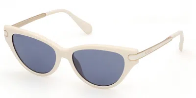 Max & Co Mo0101 21v Women's Sunglasses White Size 54 In Shiny White