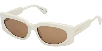 Max & Co Mo0114 25j Women's Sunglasses White Size 55 In Brown