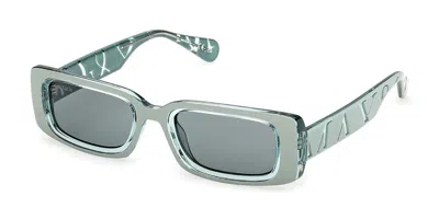 Max & Co Mo0156 93n Occhiali Da Sole Verdi Per Donna In Shiny Light Green On Transparent Green
