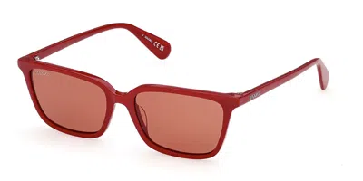 Max & Co Mo0165 66e Occhiali Da Sole Rossi Per Donna In Shiny Dark Red