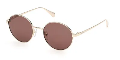 Max & Co Mo0166 32a Occhiali Da Sole Oro Per Donna In Shiny Pale Gold