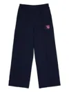 Max & Co Fleece Straight Pants With Ribbing In Blue