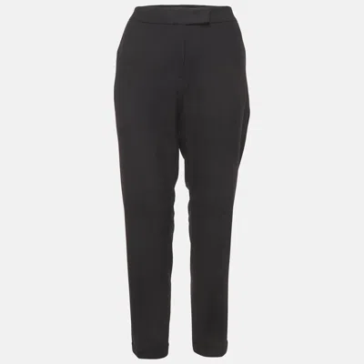 Pre-owned Max & Co Navy Blue Jacquard Cuffed Hem Tailored Trousers L