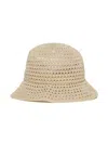 Max & Co Open Knit Bucket Hat In Neutrals