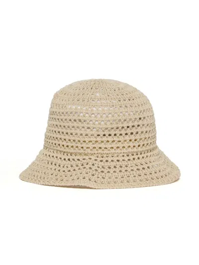 Max & Co Kids' Open Knit Bucket Hat In Neutrals