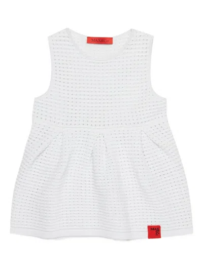 Max & Co Kids' Open-knit Logo Dress In Animal Print