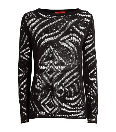 Max & Co Open-knit Sweater In Black