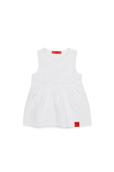 Max & Co Kids' Open-knit Logo Dress In Animal Print