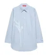 Max & Co . Oversized Embroidered Stripe Shirt In Blue