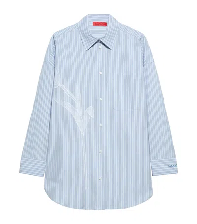 Max & Co . Oversized Embroidered Stripe Shirt In Blue