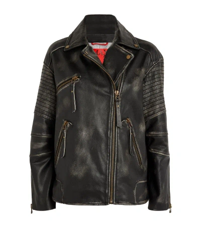Max & Co Oversized Leather Jacket In Black