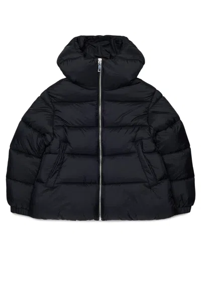 Max & Co Kids' Padded Jacket With Printed Logo In Black