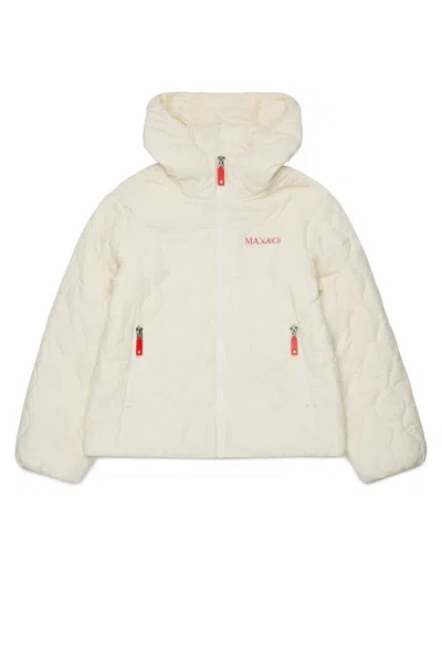 Max & Co Kids' Padded Jacket With Printed Logo In White