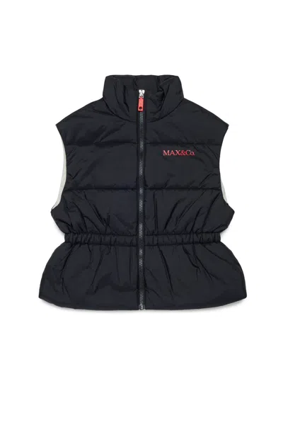 Max & Co Kids' Padded Vest With Logo In Black