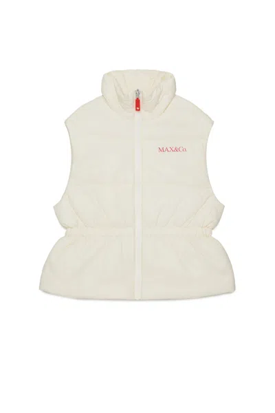 Max & Co Kids' Padded Vest With Logo In Neutral