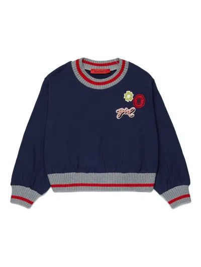 Max & Co Kids' Sweatshirt Mit Patch-detail In Blue