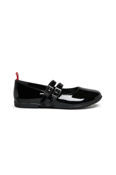 Max & Co Kids' Patent Ballet Flats With Double Buckle In Black