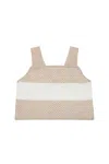 Max & Co Perforated Stripes Knit Top In Beige