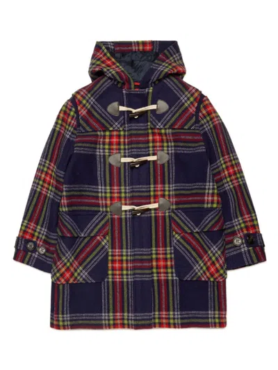 Max & Co Plaid-check Pattern Wool Coat In Blue