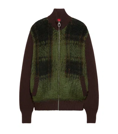 Max & Co . Plaid Zip-up Cardigan In Brown