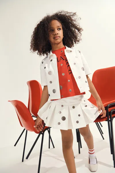 Max & Co Kids' Pleated Skirt With Metallic Polka Dots In White