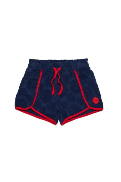 Max & Co Kids' Polka Dots Allover Terry Shorts In Blue