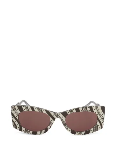 Max & Co Polka-dot Striped Sunglasses In Neutrals