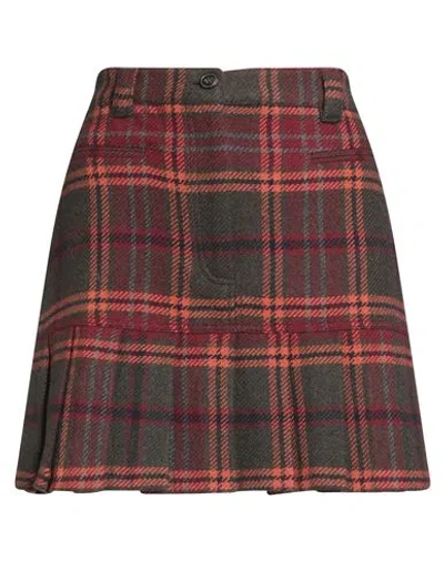 Max & Co . Pony Ride Woman Mini Skirt Military Green Size 10 Wool, Polyamide, Polyester, Acrylic, Vis In Multi