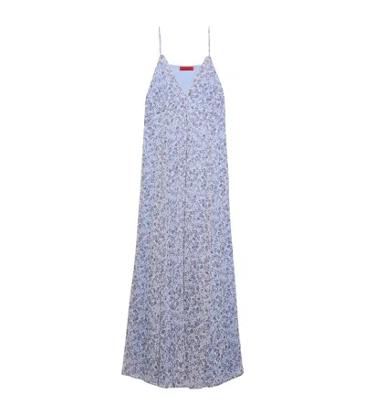 Max & Co . Printed Maxi Dress In Blue