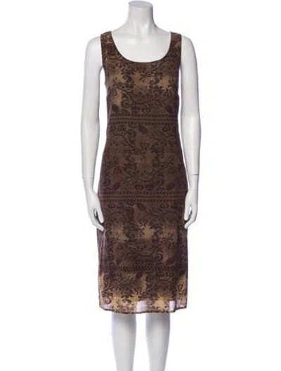 Pre-owned Max & Co Printed Midi Length Dress In Brown