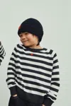 Max & Co Wool Crew-neck Pullover With Stripes In Black