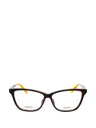 Max & Co Rectangle-frame Glasses In Brown