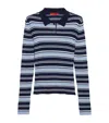 Max & Co Rib-knit Stripe Polo Sweater In Blue