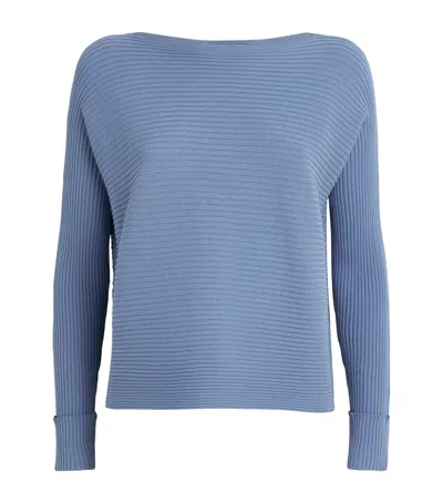 Max & Co Ribbed Boat-neck Sweater In Blue