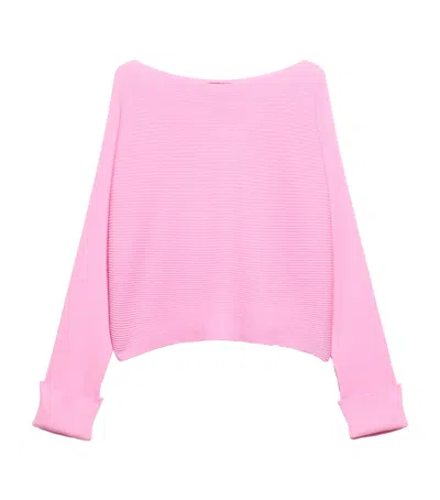 Max & Co . Ribbed Boat-neck Sweater In Pink
