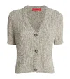 Max & Co Ribbed Short-sleeve Cardigan In Gray