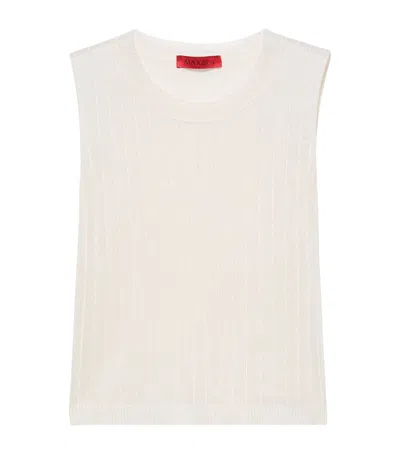 Max & Co . Ribbed Sleeveless Top In White