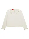 Max & Co Ruffle-collar Cotton Top In Neutrals