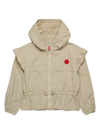 Max & Co Kids' Ruffle-detail Hooded Jacket In Beige
