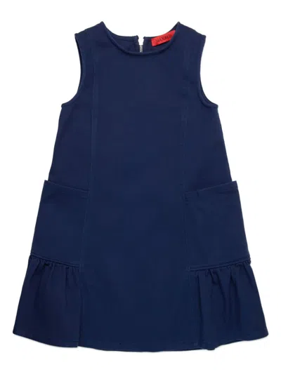 Max & Co Kids' Ruffle-hem Sleeveless Dress In Blue
