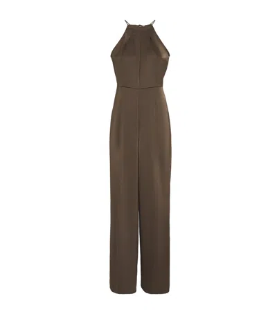 Max & Co Satin Halterneck Jumpsuit In Brown