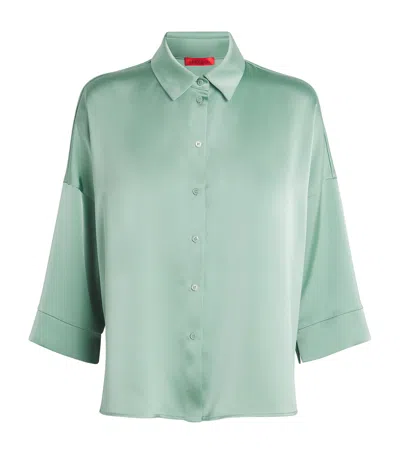 Max & Co Satin Shirt In Green