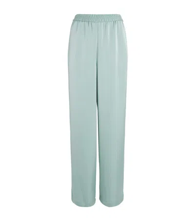 Max & Co Satin Wide-leg Trousers In Green