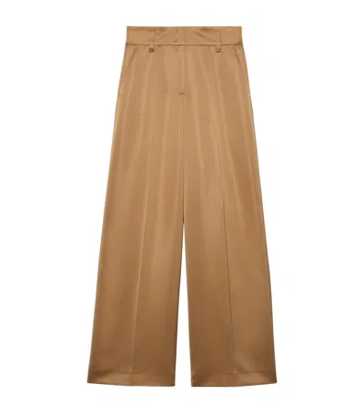 Max & Co . Satin Wide-leg Trousers In Beige