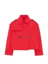 Max & Co Buttoned Cropped Jacket In Red