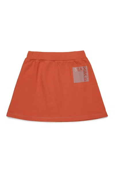Max & Co Kids' Short Skirt With Logo In Orange