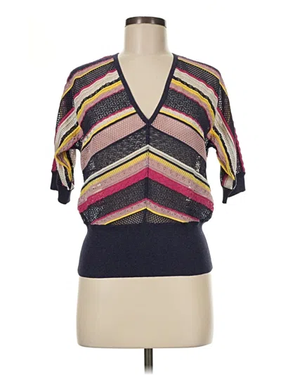 Pre-owned Max & Co Short Sleeve Blouse In Purple