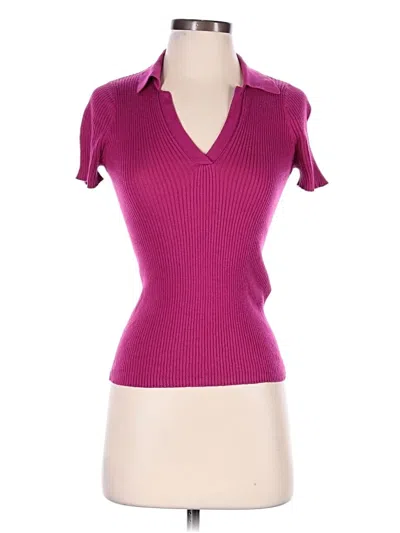 Pre-owned Max & Co Short Sleeve Top Purple Open Neckline Tops