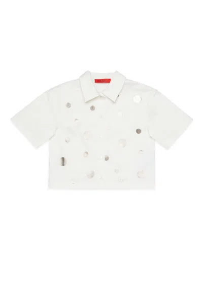 Max & Co Kids' Short-sleeved Shirt With Logo In White